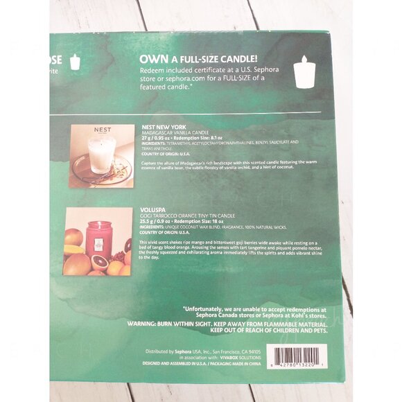 Sephora Mini Candle Sampler Set With Certificate New Boxed Gift Set 5 Candles - Picture 6 of 7